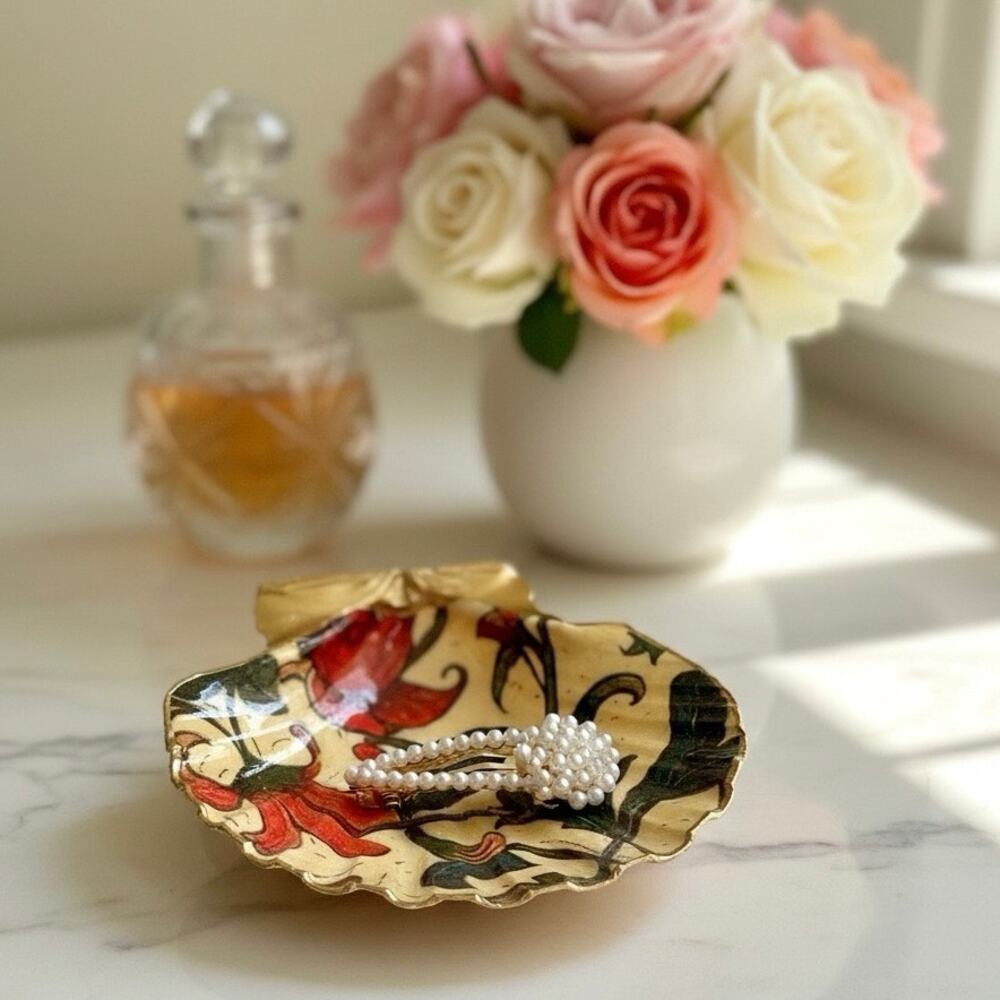 William Morris Style Floral Trinket Dish | Vintage Ring Holder & Decor